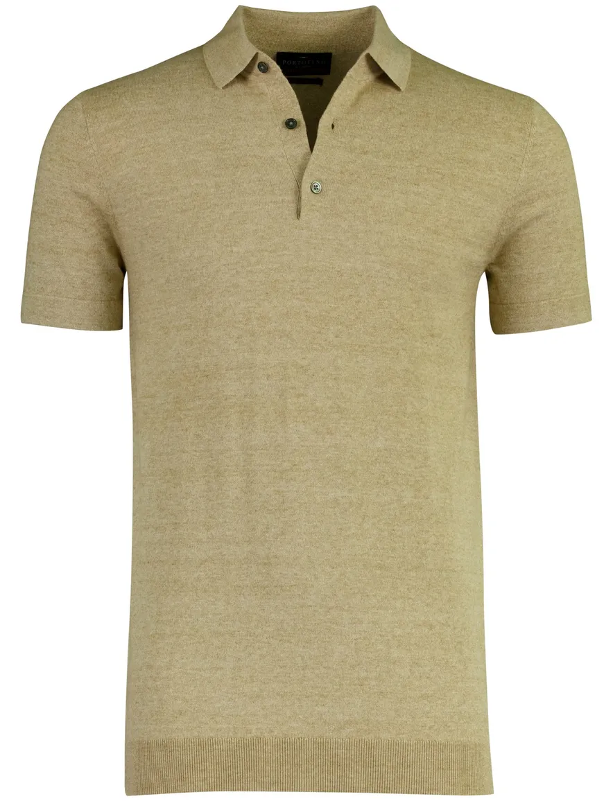 Portofino poloshirt beige gemêleerd wijde fit