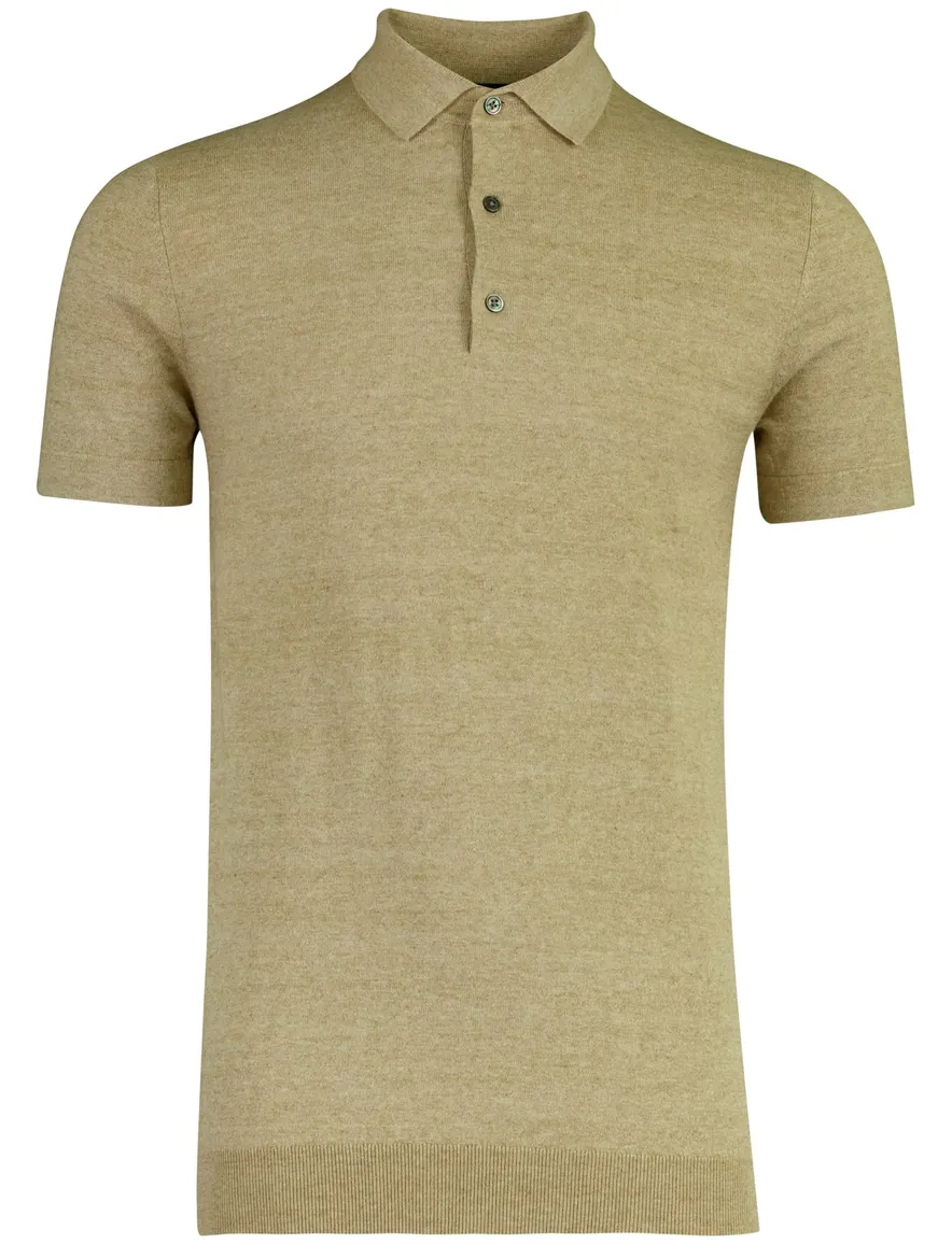 Portofino polo extra lang beige 3 knoops