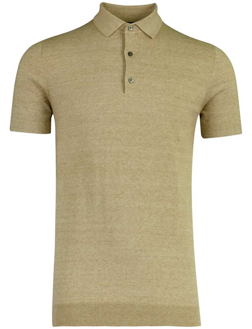 Portofino poloshirt beige gemêleerd wijde fit