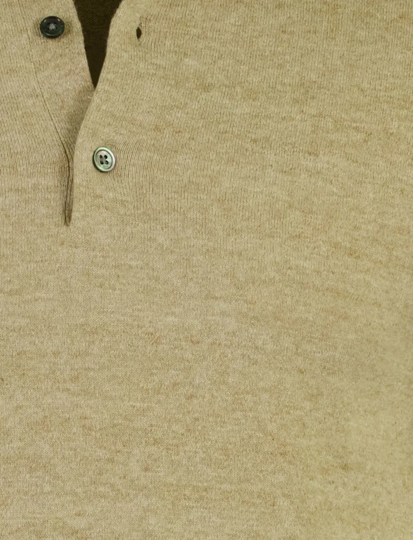 Portofino poloshirt beige gemêleerd katoen wijde fit