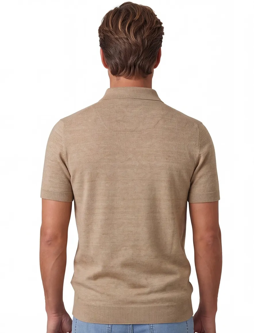Poloshirt Portofino beige gemêleerd wijde fit