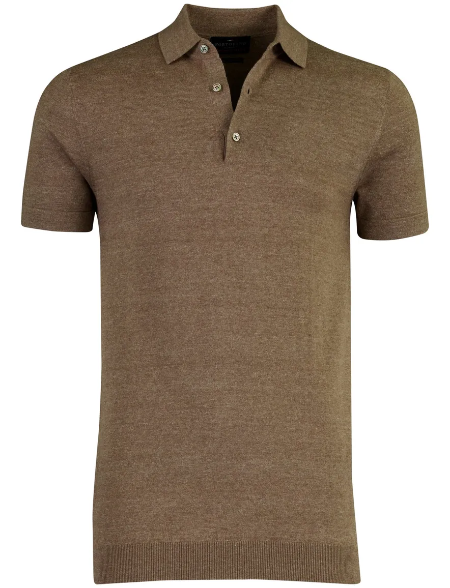 Poloshirt Portofino bruin gemêleerd wijde fit
