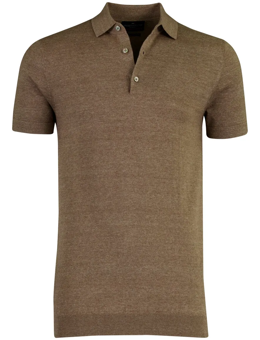 Portofino polo extra lang bruin 3 knoops