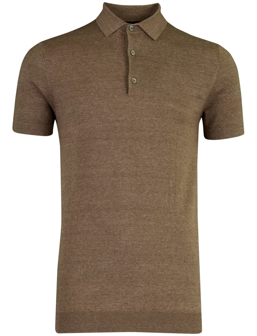 Poloshirt Portofino bruin gemêleerd 100% katoen