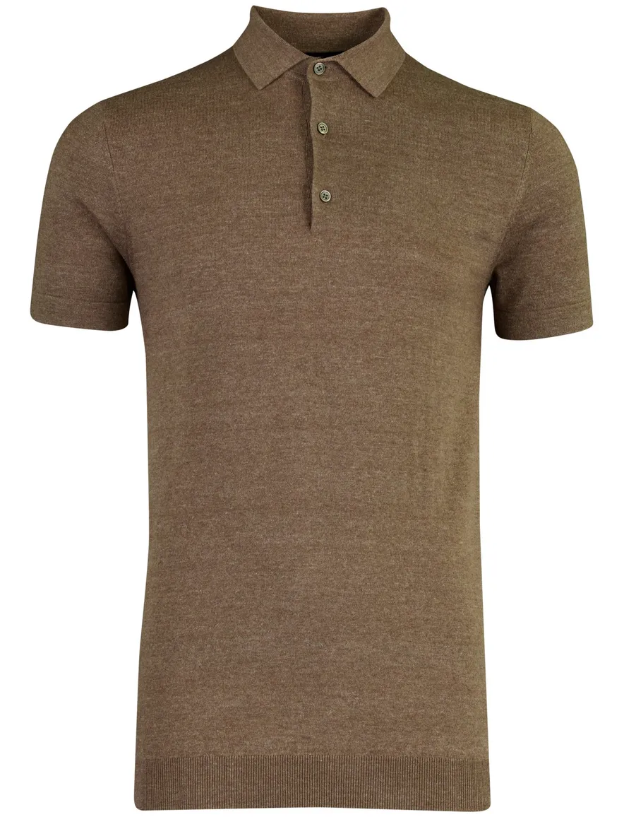 Poloshirt Portofino bruin gemêleerd wijde fit
