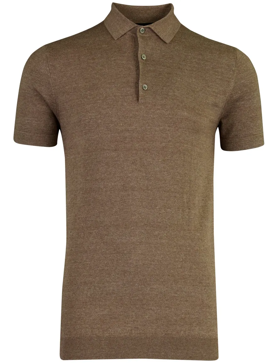 Portofino polo extra lang bruin 3 knoops