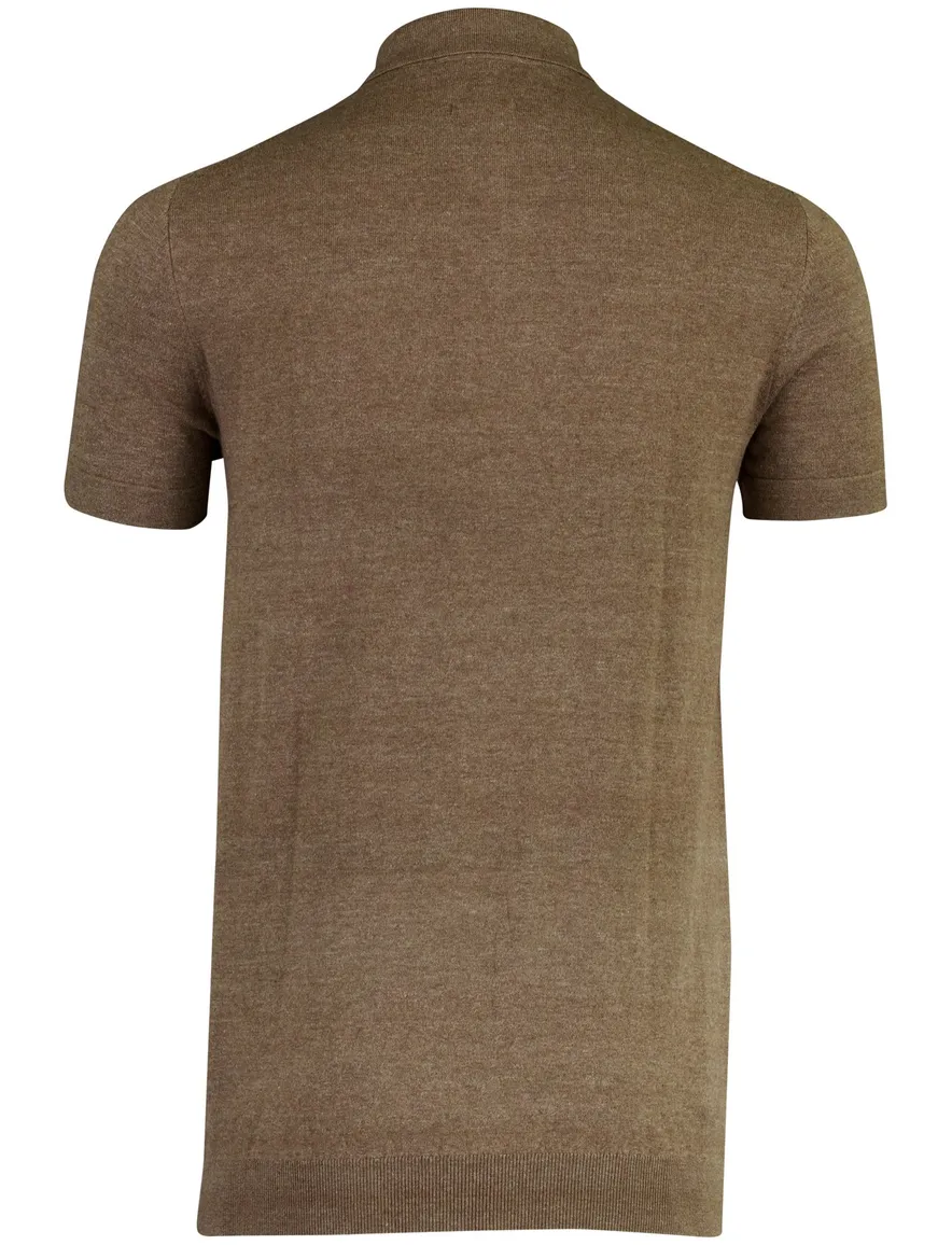 Poloshirt Portofino bruin gemêleerd wijde fit