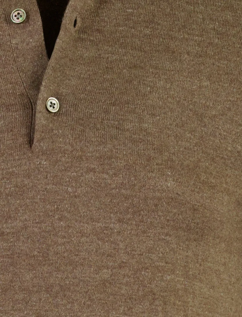 Poloshirt Portofino bruin gemêleerd 100% katoen