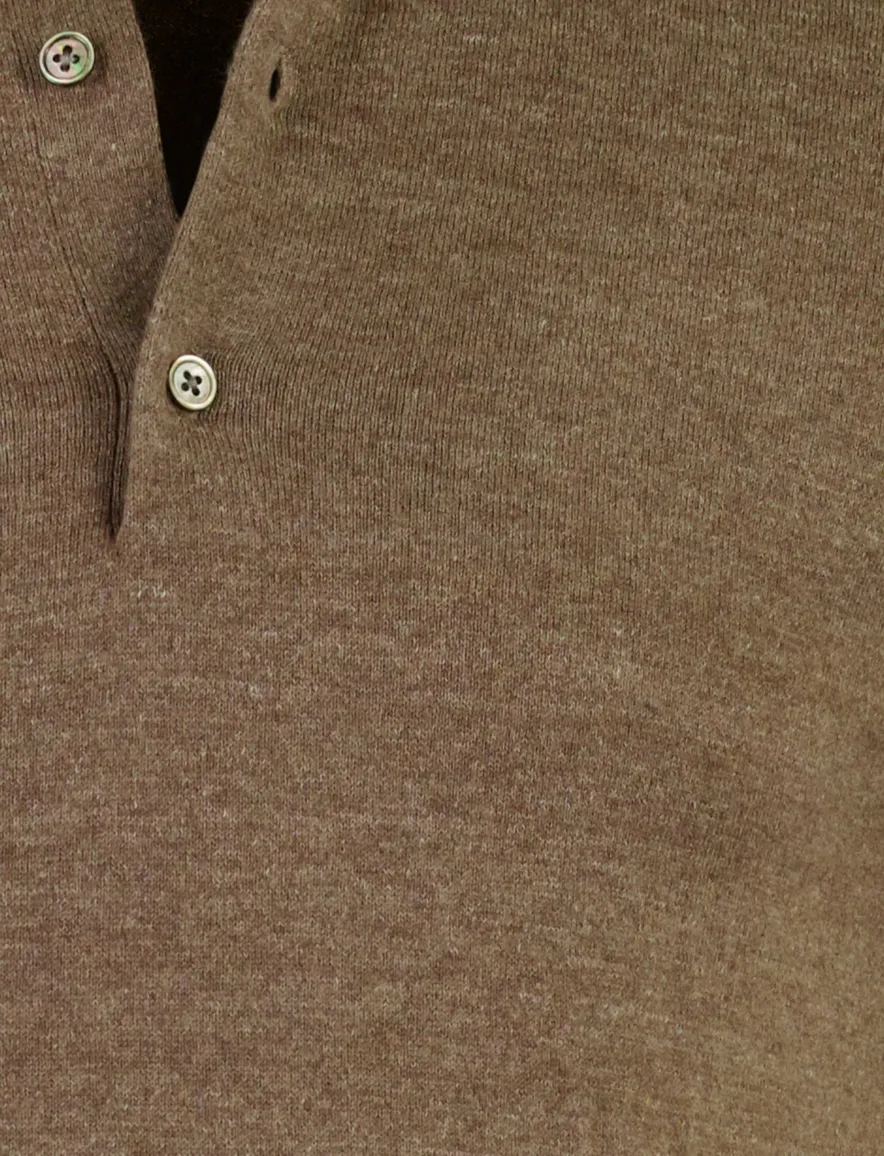 Poloshirt Portofino bruin gemêleerd wijde fit