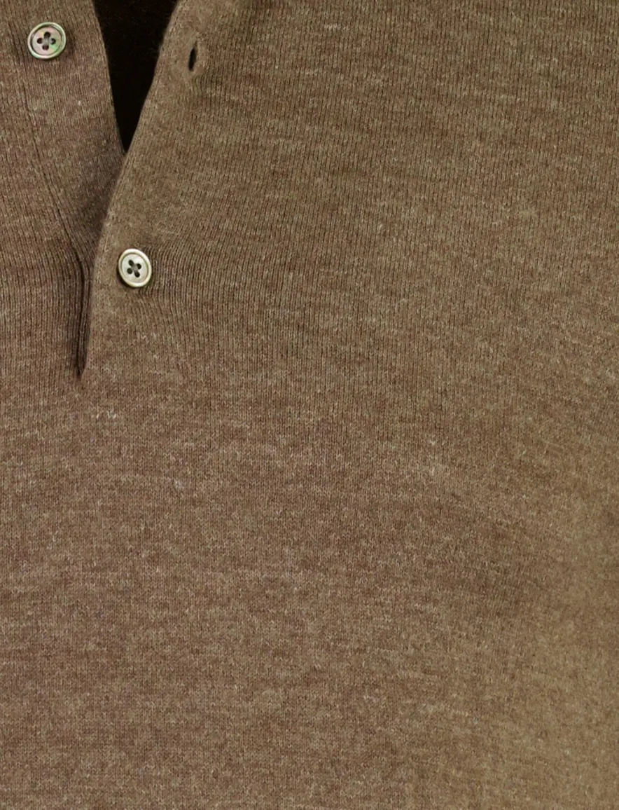 Portofino polo extra lang bruin 3 knoops