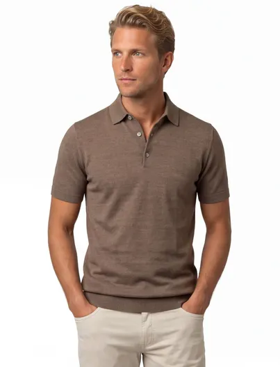 Portofino Poloshirt Portofino bruin gemêleerd 100% katoen
