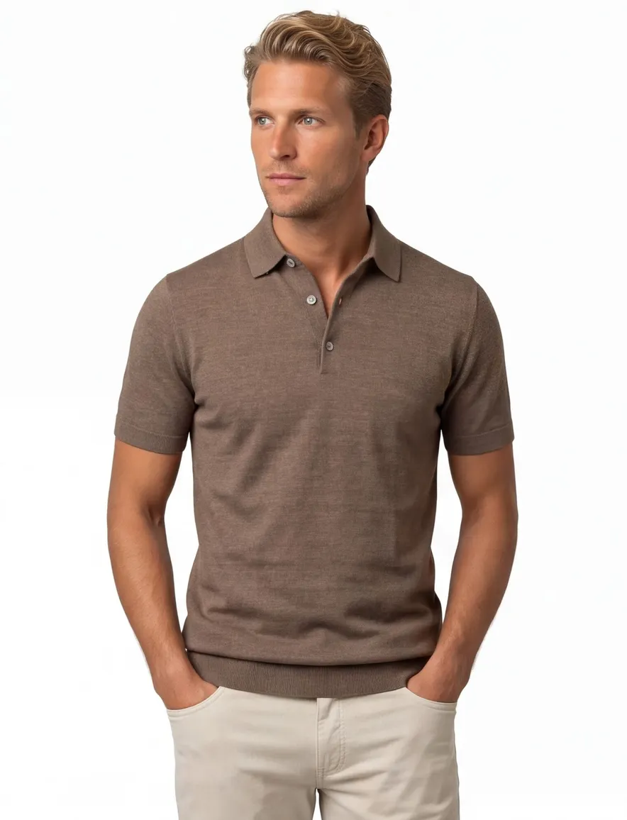 Portofino polo extra lang bruin 3 knoops