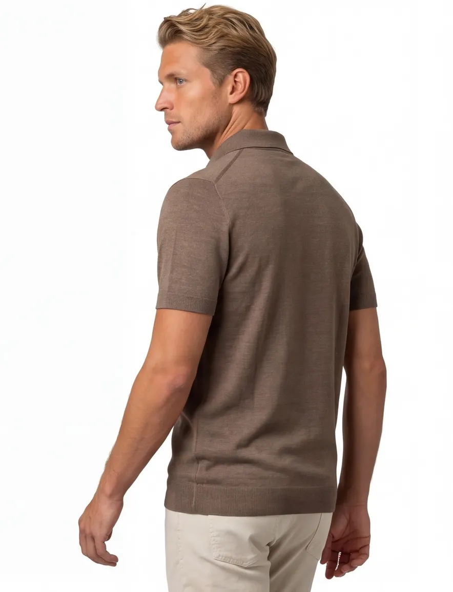 Portofino polo extra lang bruin 3 knoops