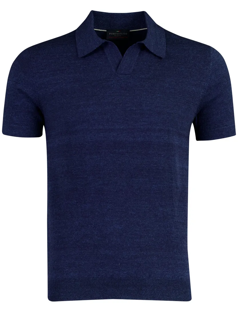 Poloshirt Portofino gemêleerd donkerblauw katoen