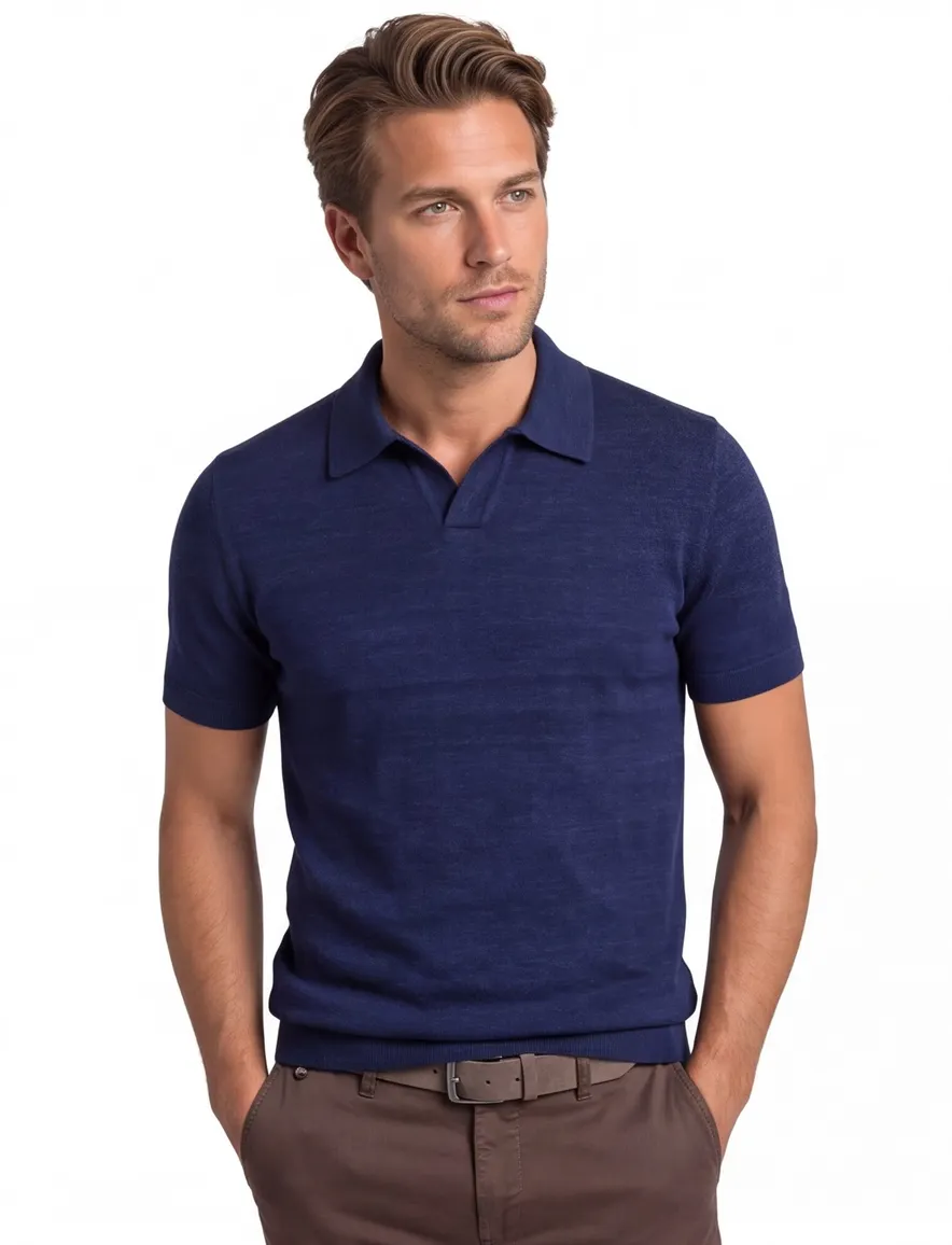 Portofino polo donkerblauw v-hals