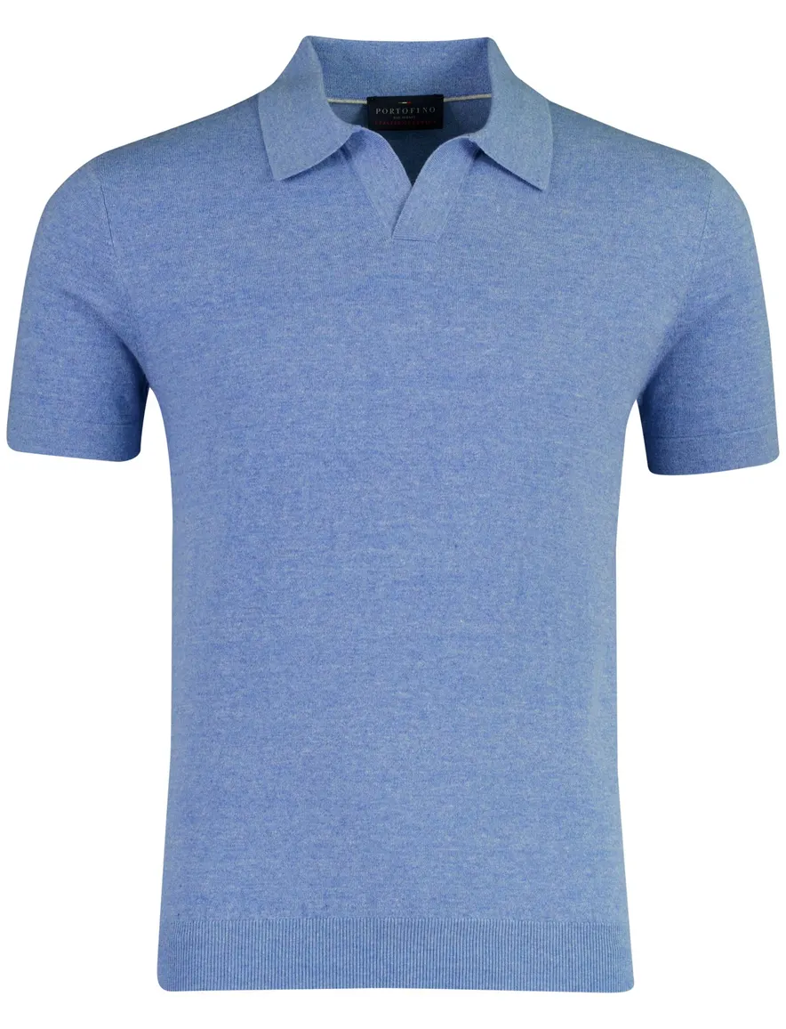 Portofino polo knitted v-hals lichtblauw