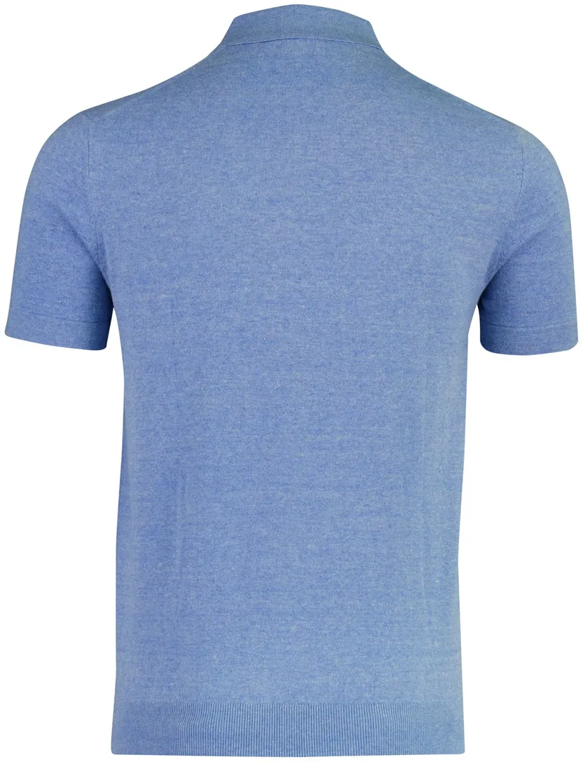 Poloshirt Portofino blauw gemêleerd V-hals katoen