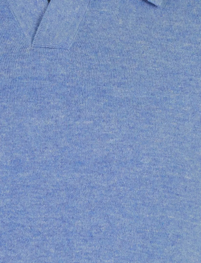 Poloshirt Portofino blauw gemêleerd V-hals katoen