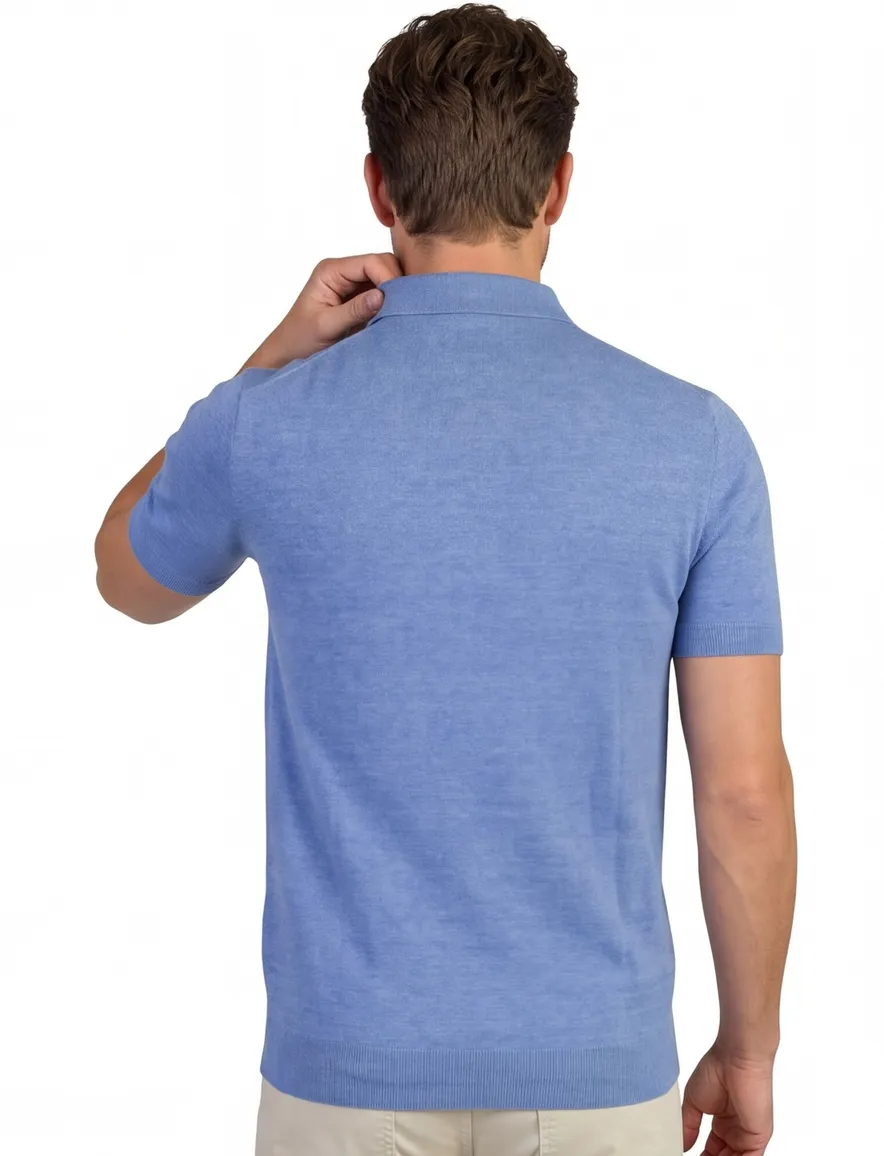 Portofino polo knitted v-hals lichtblauw