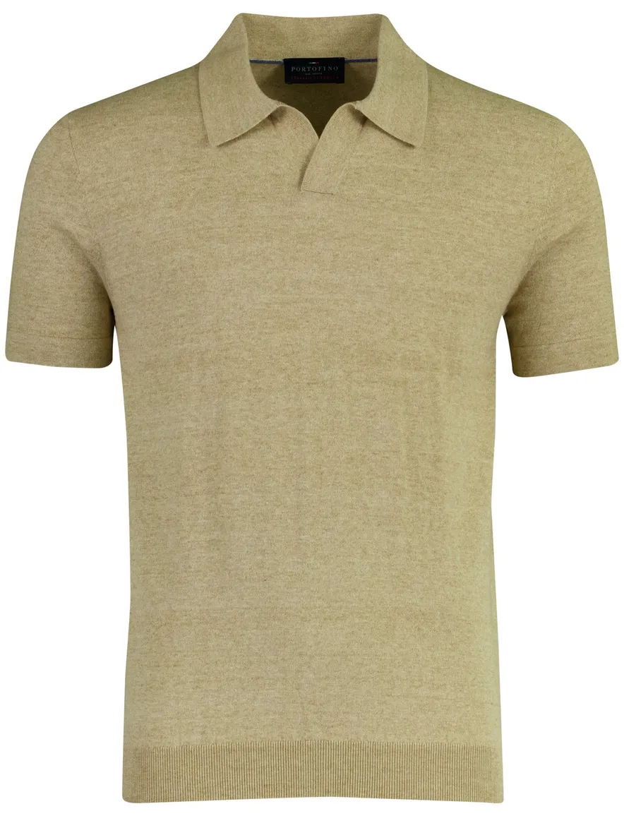 Poloshirt Portofino beige gemêleerd wijde fit