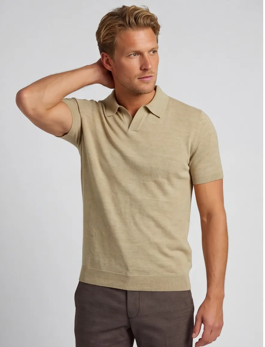 Portofino polo knitted v-hals beige
