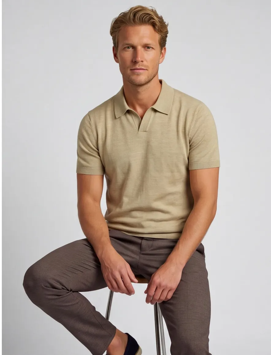 Portofino polo knitted v-hals beige