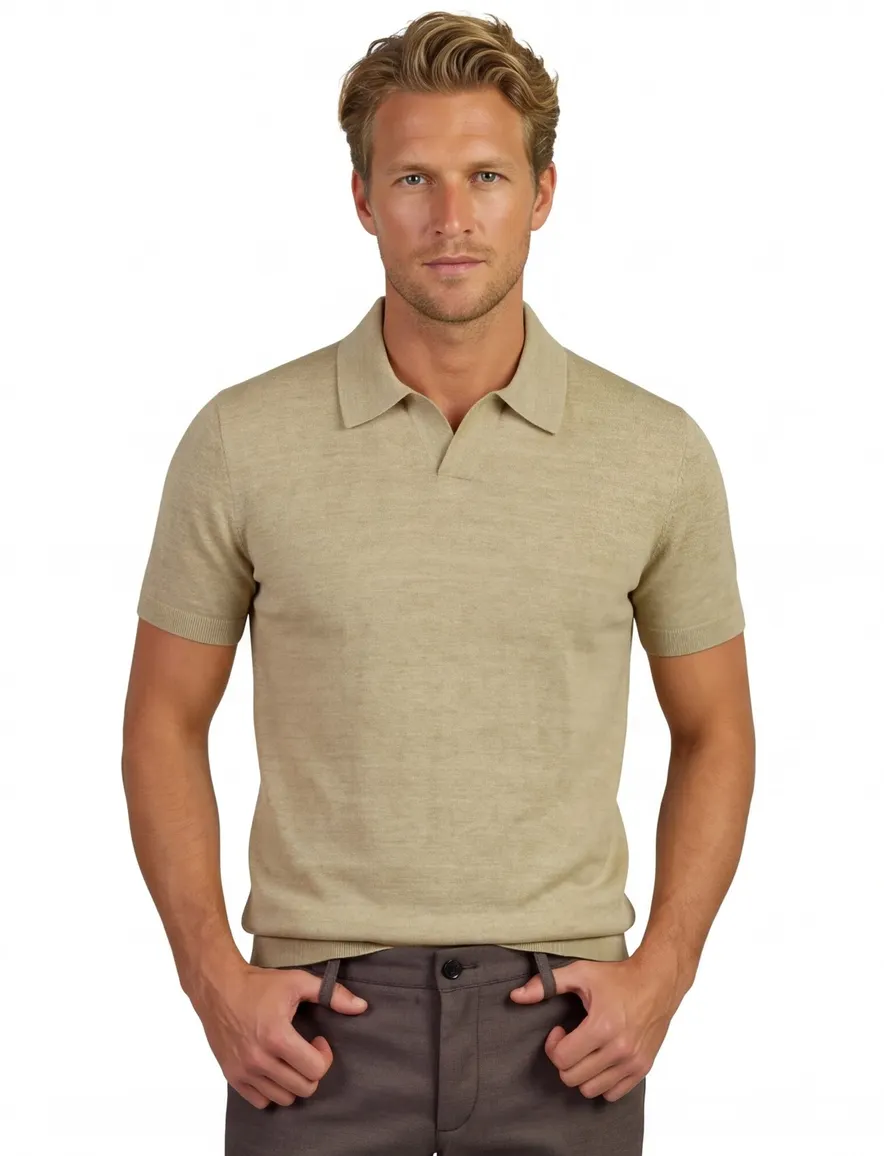 Portofino polo knitted v-hals beige