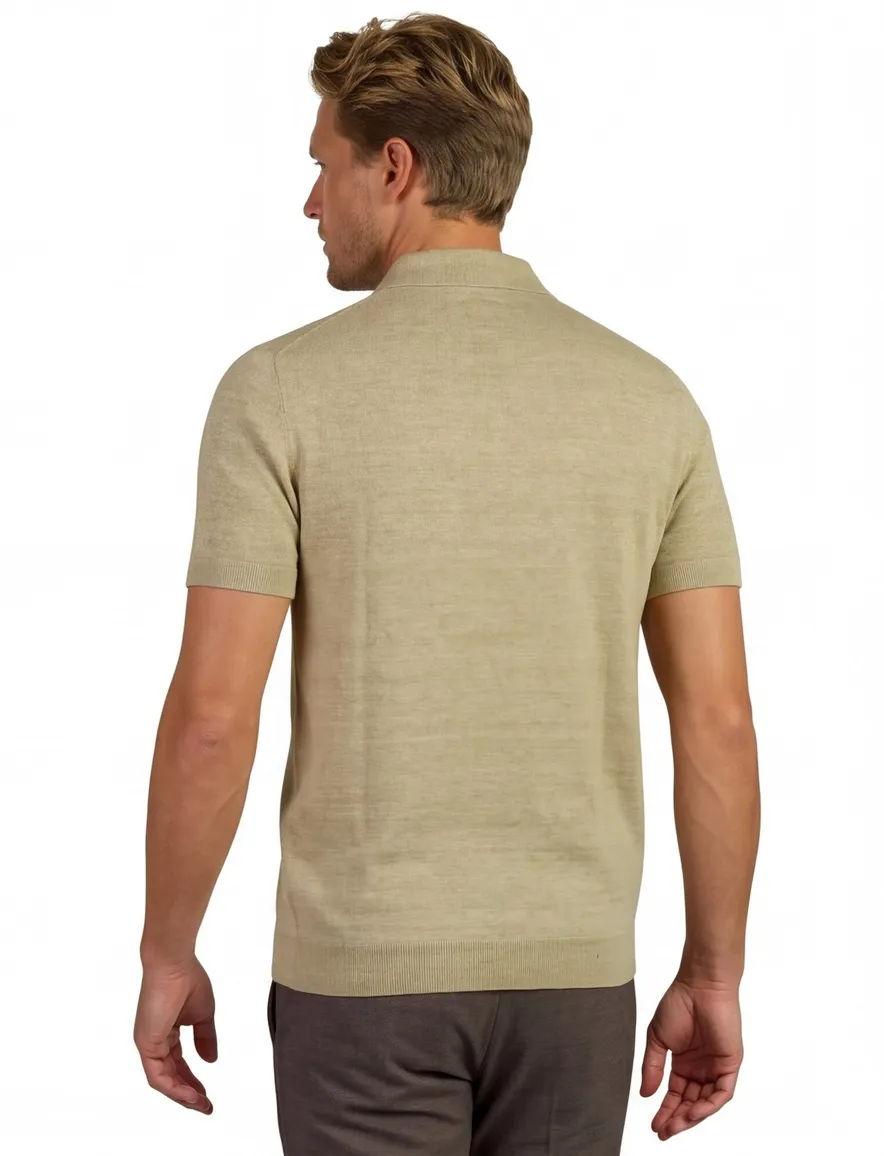 Portofino polo knitted v-hals beige