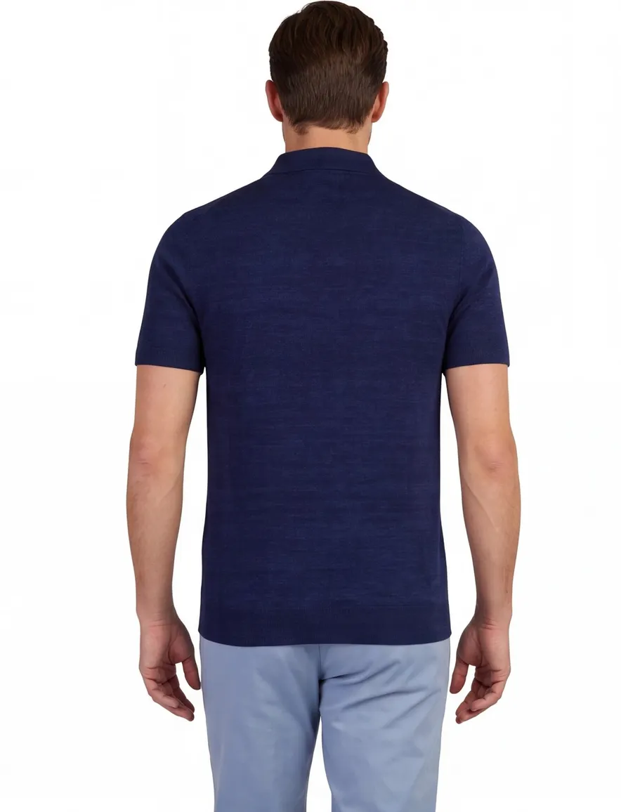Portofino polo extra lang donkerblauw v-hals
