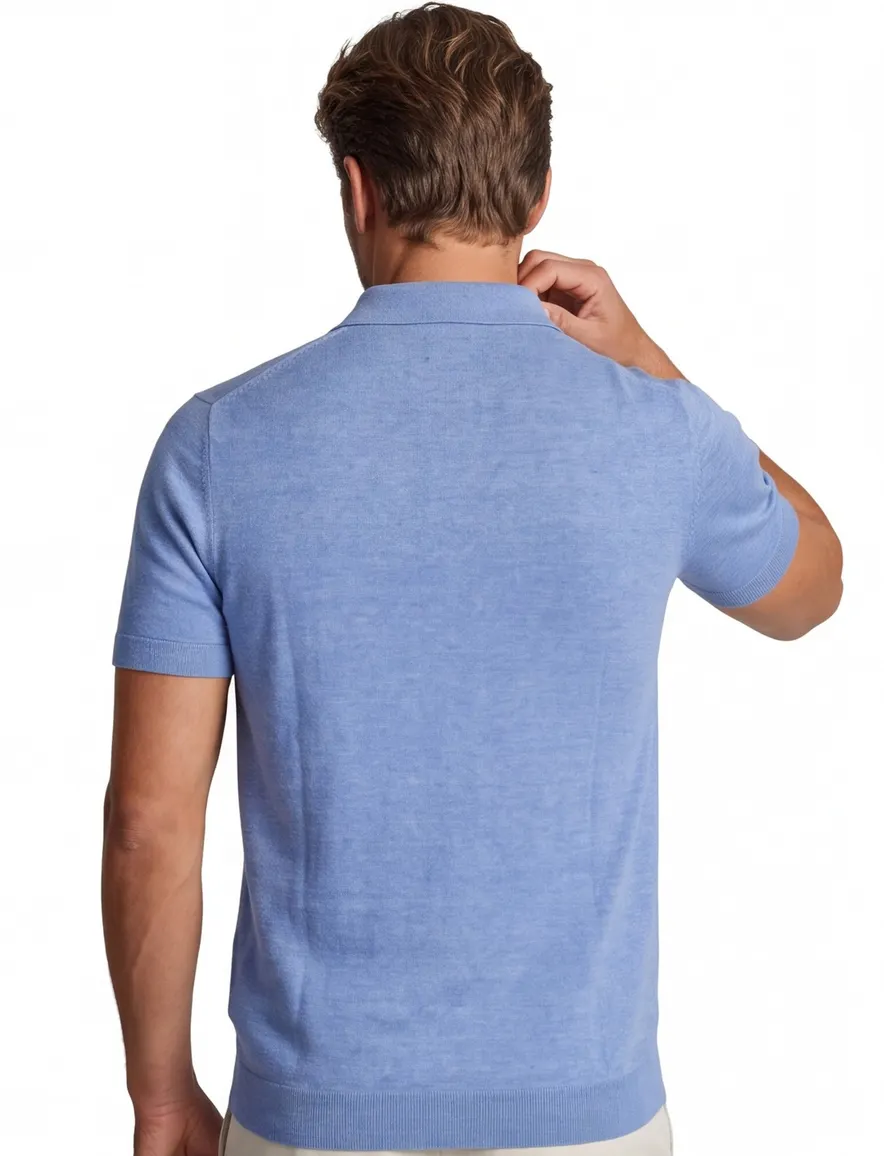 Portofino knitted polo extra lang blauw