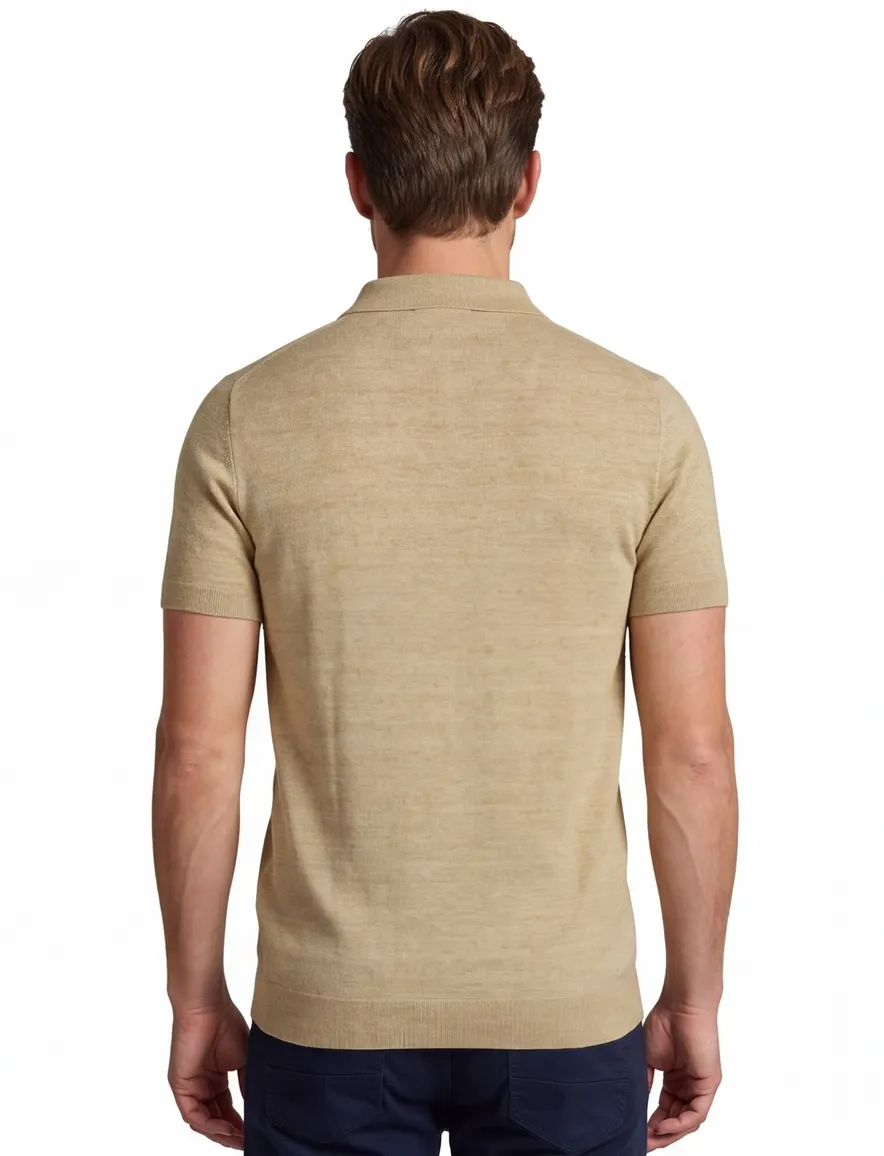 Portofino polo extra lang beige v-hals