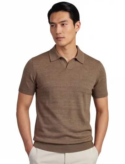 Portofino Portofino polo extra lang bruin v-hals