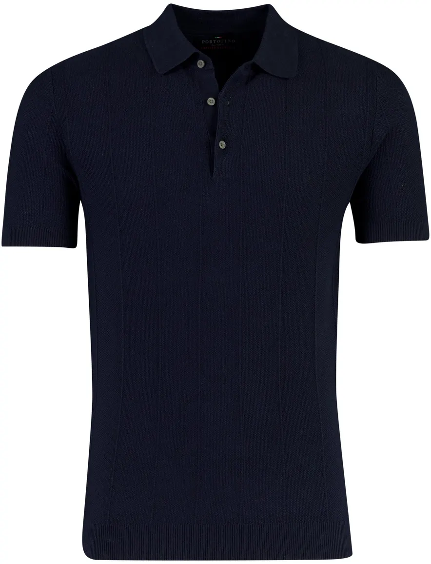 Portofino polo donkerblauw katoen structuur