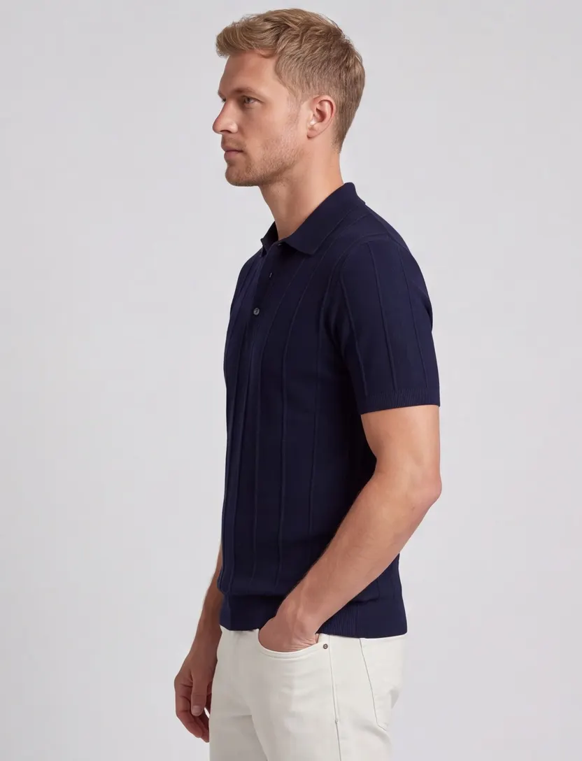 Poloshirt Portofino donkerblauw normale fit korte mouw