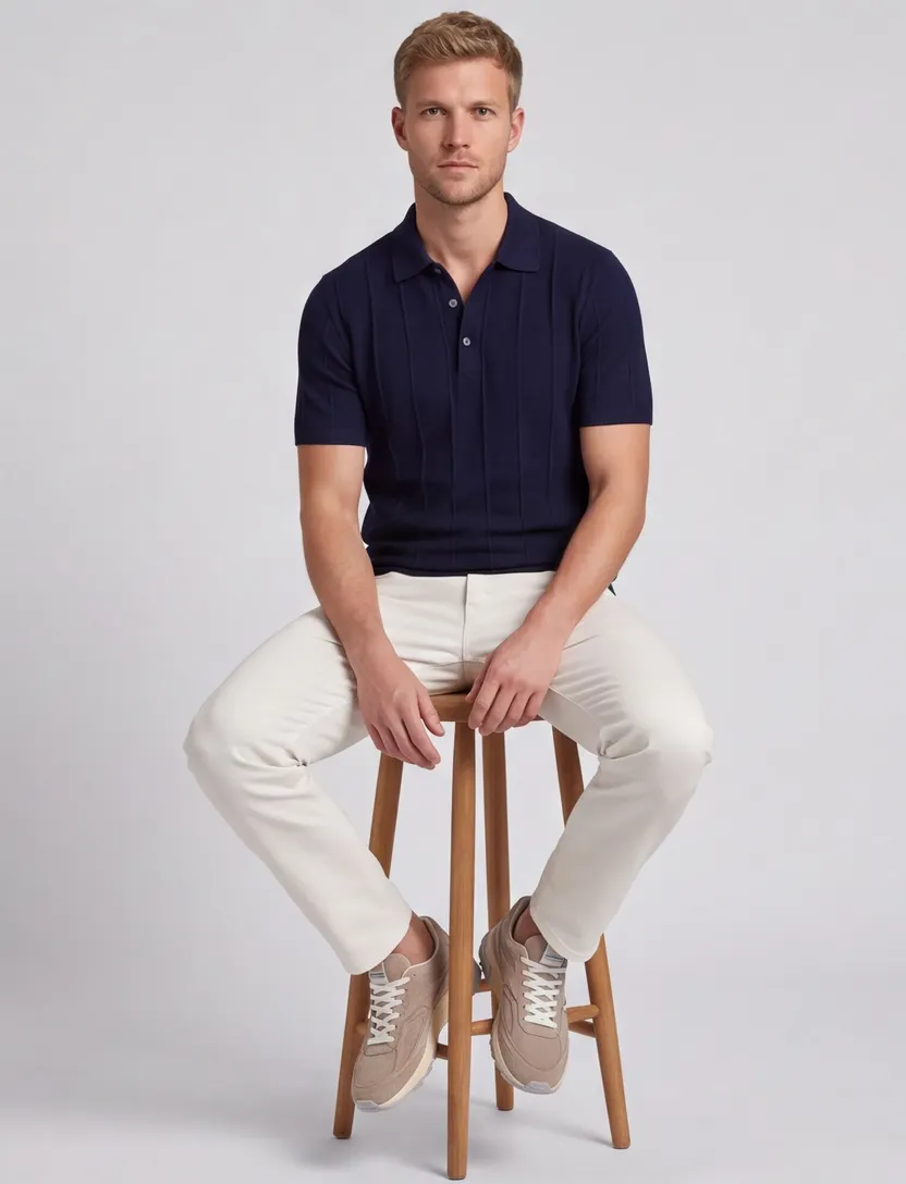 Poloshirt Portofino donkerblauw normale fit korte mouw