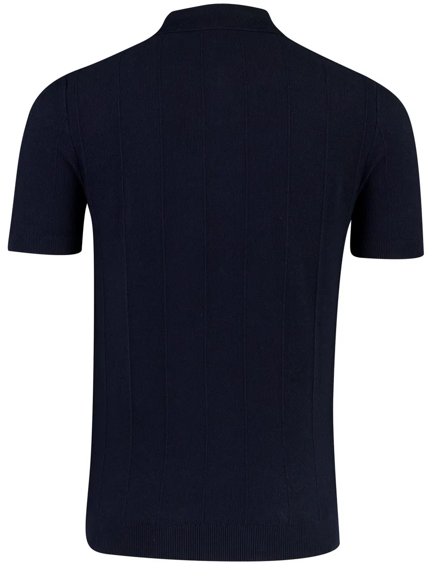 Portofino poloshirt donkerblauw structuur korte mouw