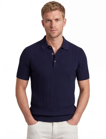 Portofino Poloshirt Portofino donkerblauw normale fit korte mouw