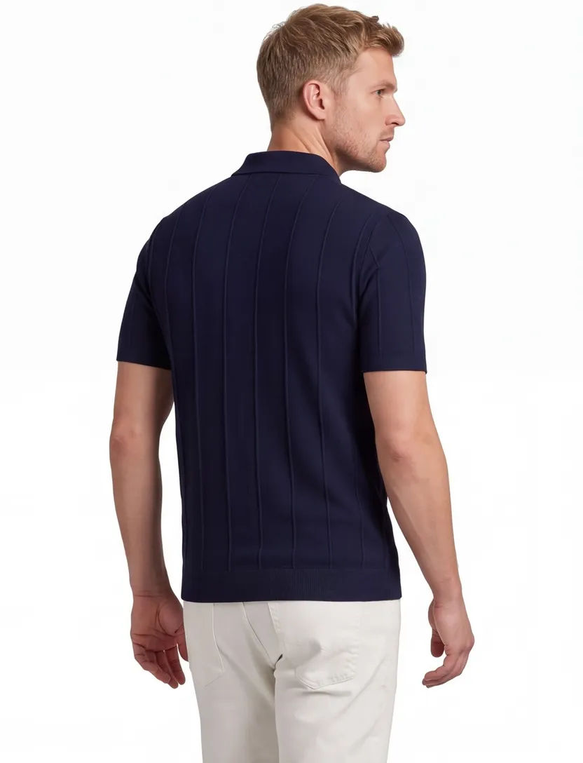 Poloshirt Portofino donkerblauw normale fit korte mouw