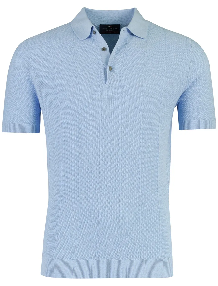 Lichtblauw poloshirt Portofino structuur normale fit