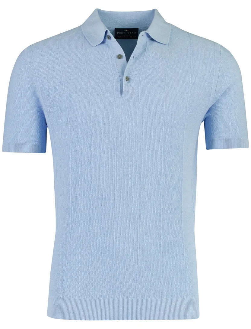 Poloshirt Portofino lichtblauw korte mouw 3 knoops normale fit