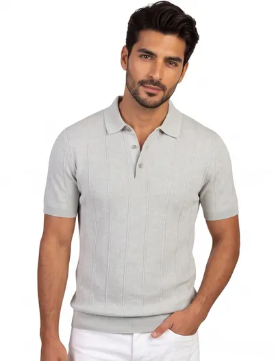 Portofino Grijs poloshirt Portofino 3 knoops