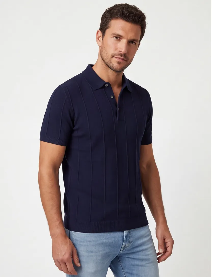 Poloshirt Portofino donkerblauw korte mouw extra lang
