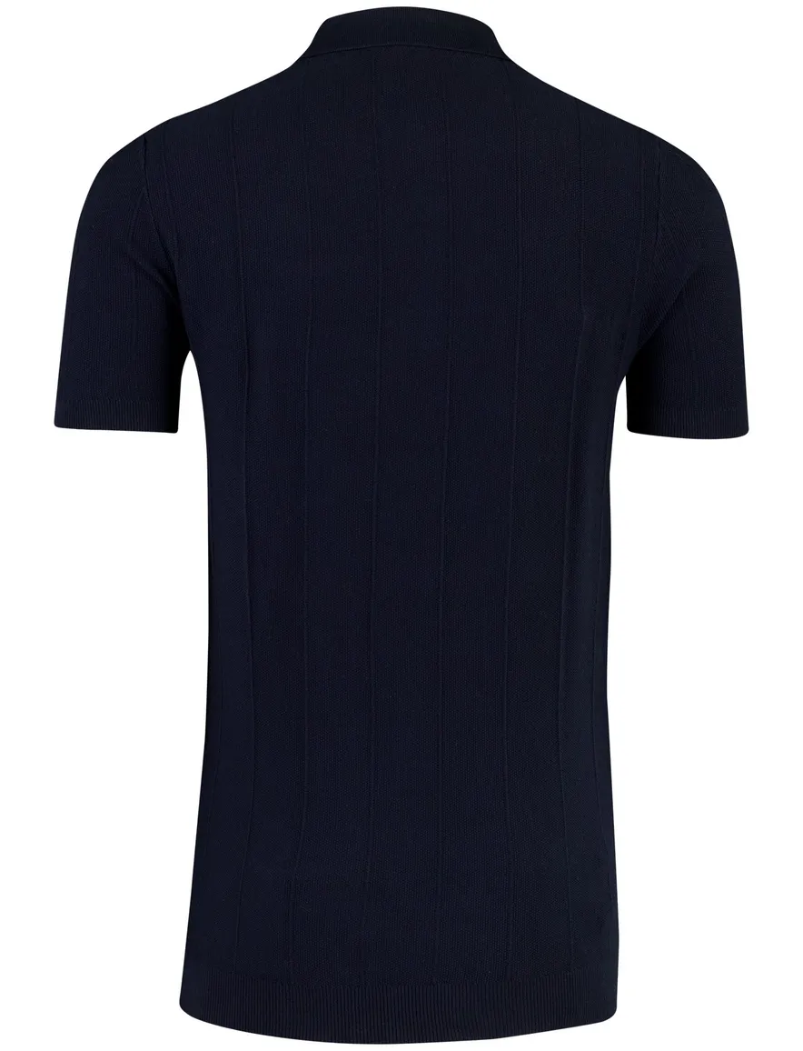 Portofino polo donkerblauw korte mouw extra lang 3 knoops