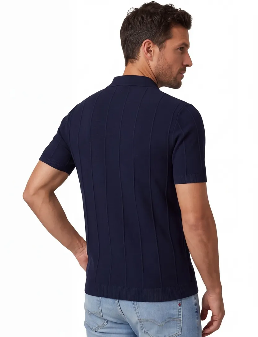 Poloshirt Portofino donkerblauw korte mouw extra lang