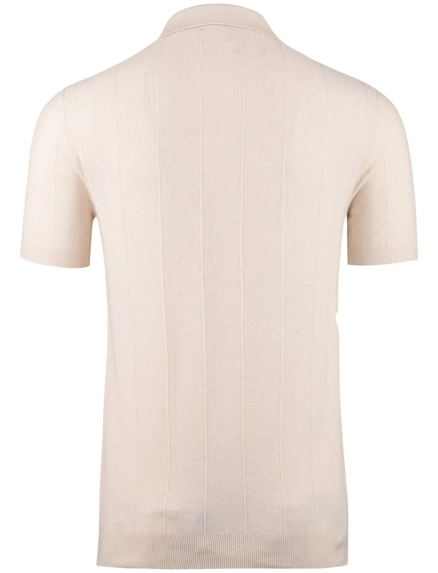 Polo extra lang Portofino roze gestreepte textuur korte mouw