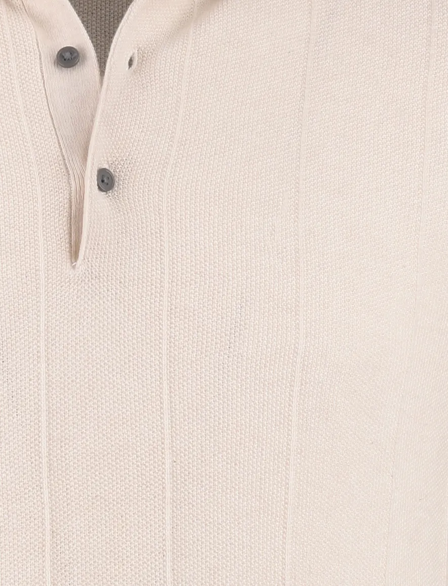 Polo extra lang Portofino roze gestreepte textuur korte mouw
