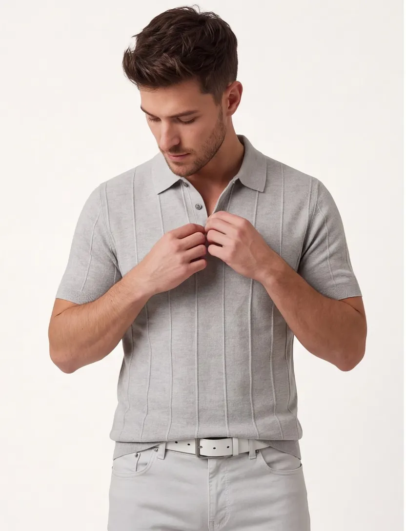 poloshirt extra lang Portofino grijs
