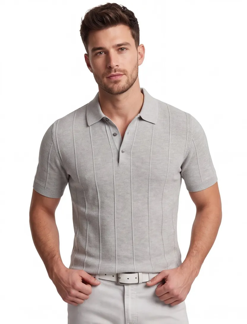 poloshirt extra lang Portofino grijs