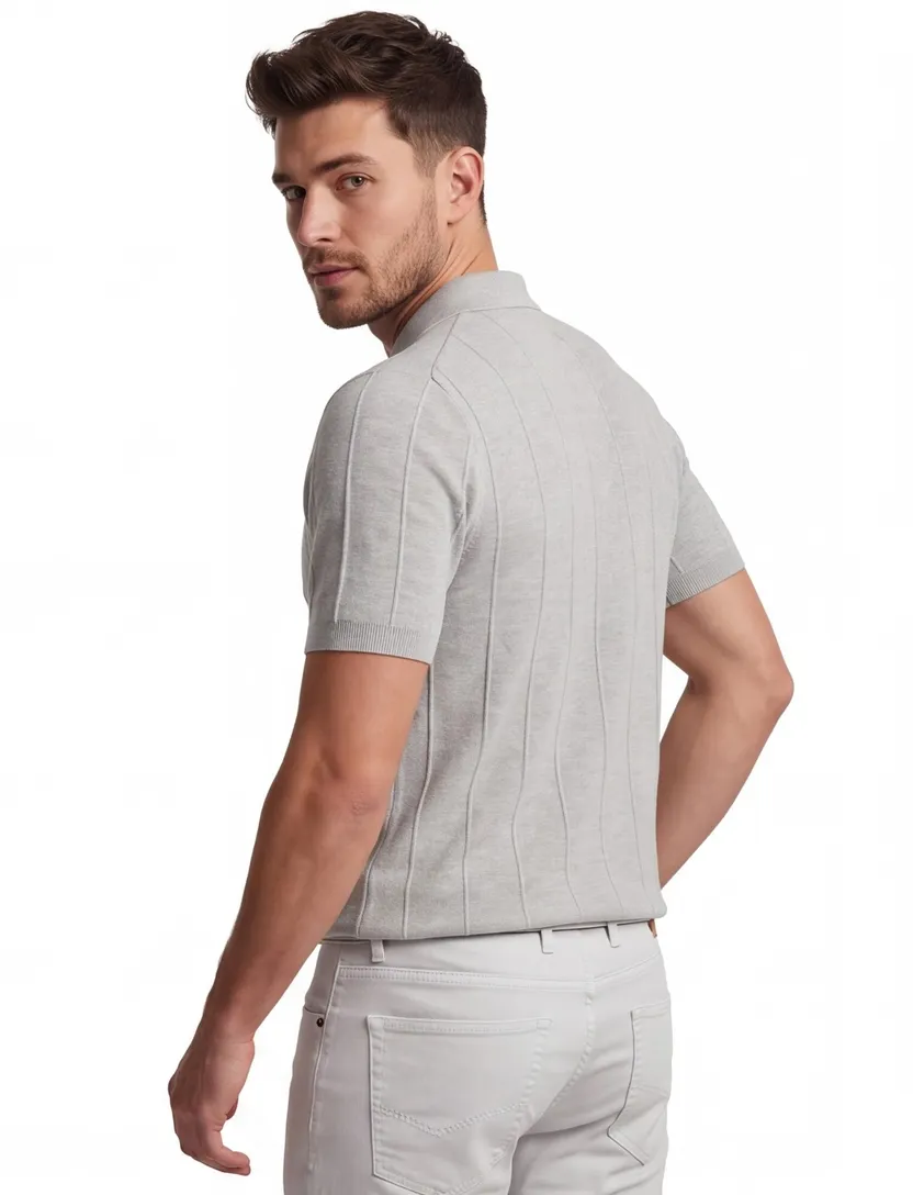 poloshirt extra lang Portofino grijs