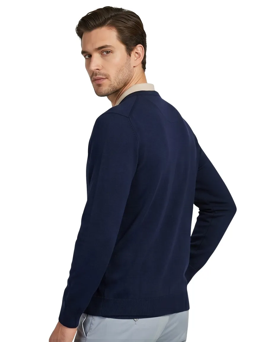 Portofino trui v-hals donkerblauw katoen